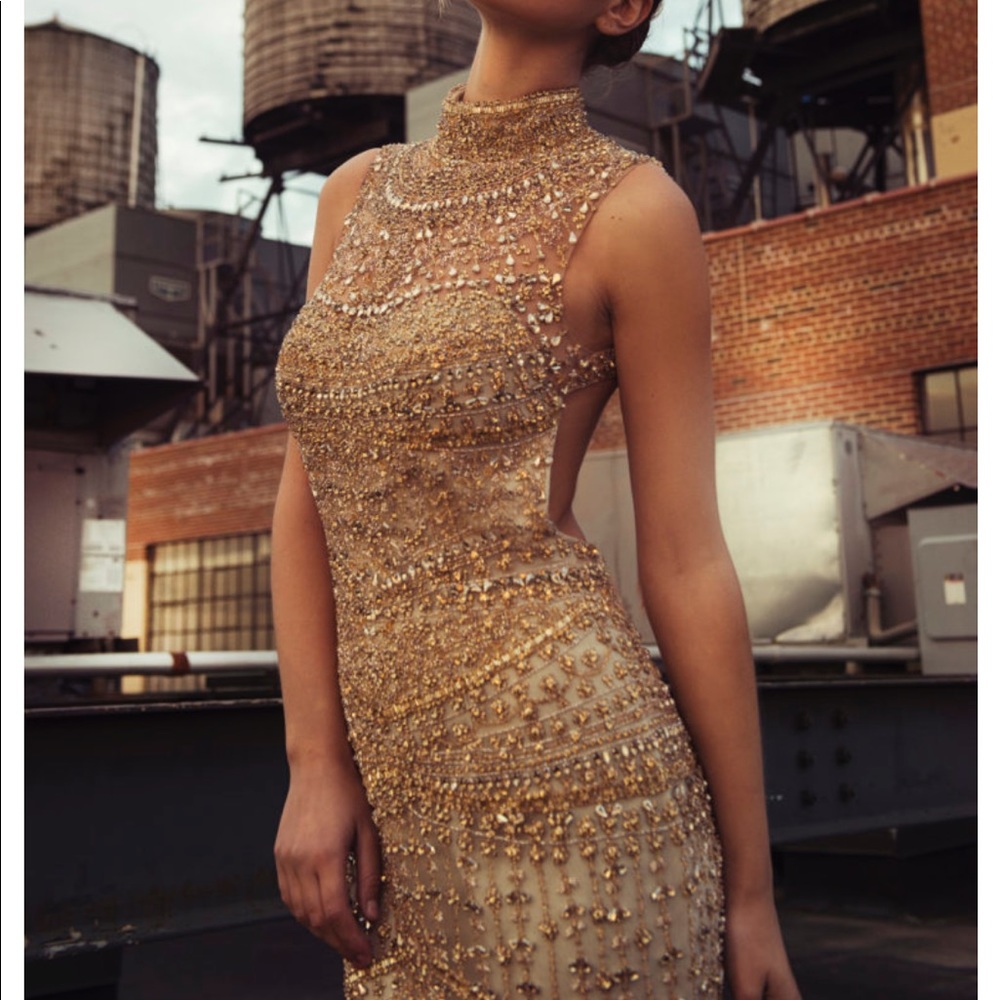 Stunning gold Swarovski Steven Yearick dress